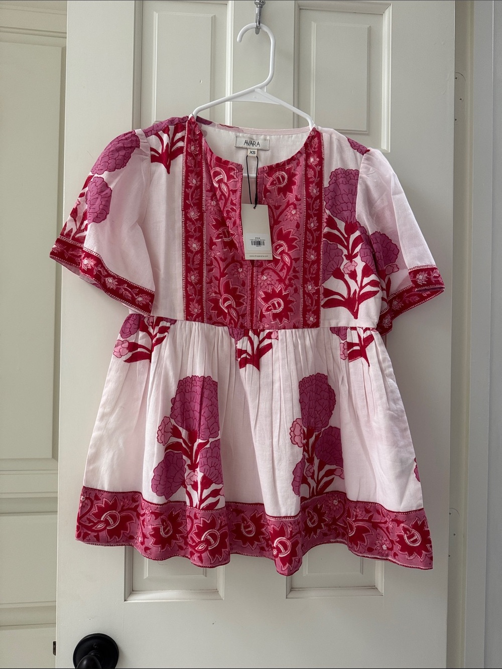 AVA & ADORE Pink Floral Embroidered Peasant Tunic